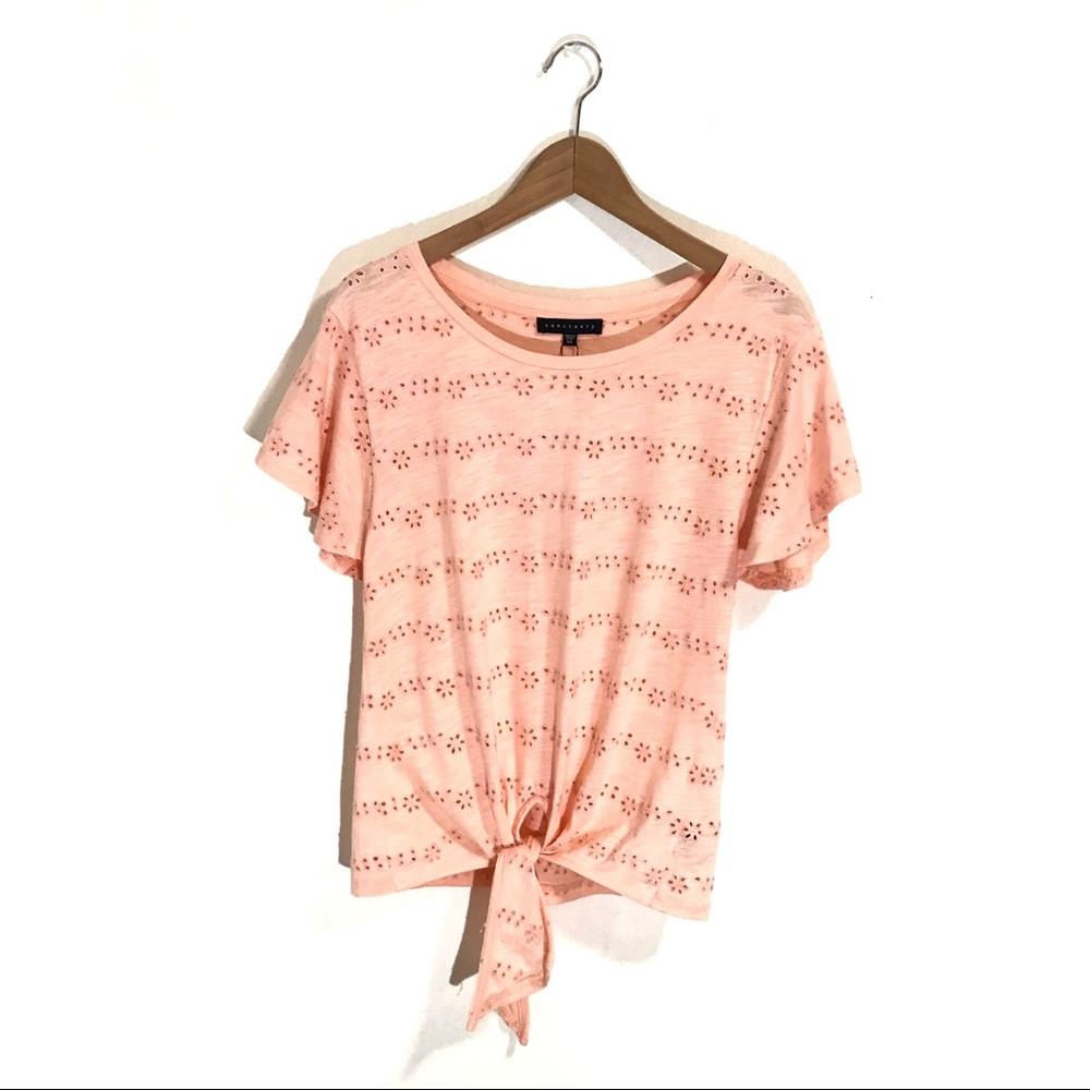 Sanctuary Tropicana Washed Papaya Front-tie Top